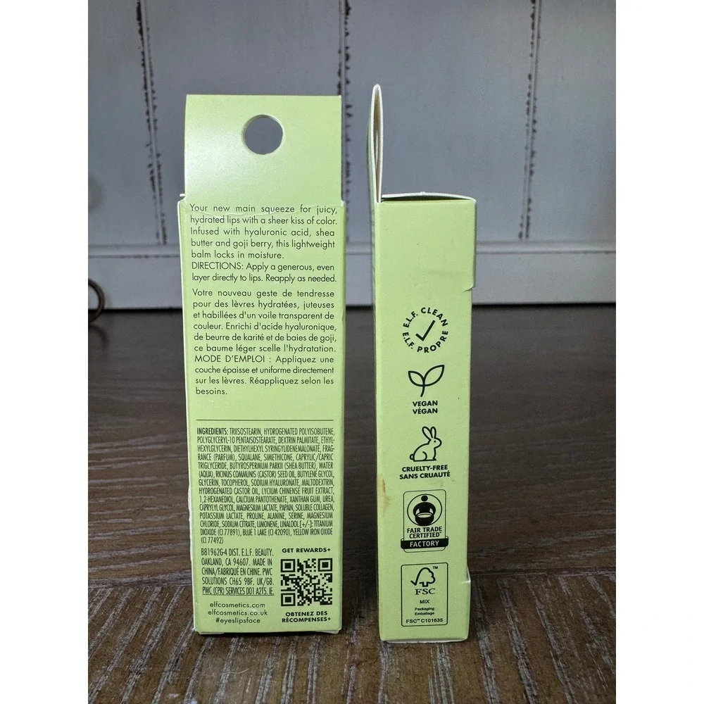 ELF Squeeze Me Lip Balm Honeydew 81962 Hydrating Sheer Tint Set of 2 NEW